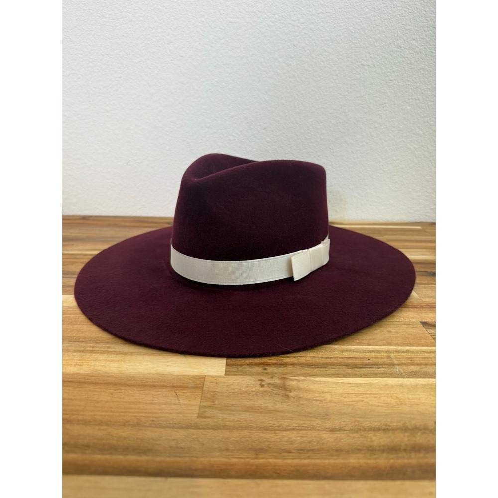 Twister Womens Burgundy Wool Felt Wide Brim Fedora Hat Medium Cowgirl Rancher